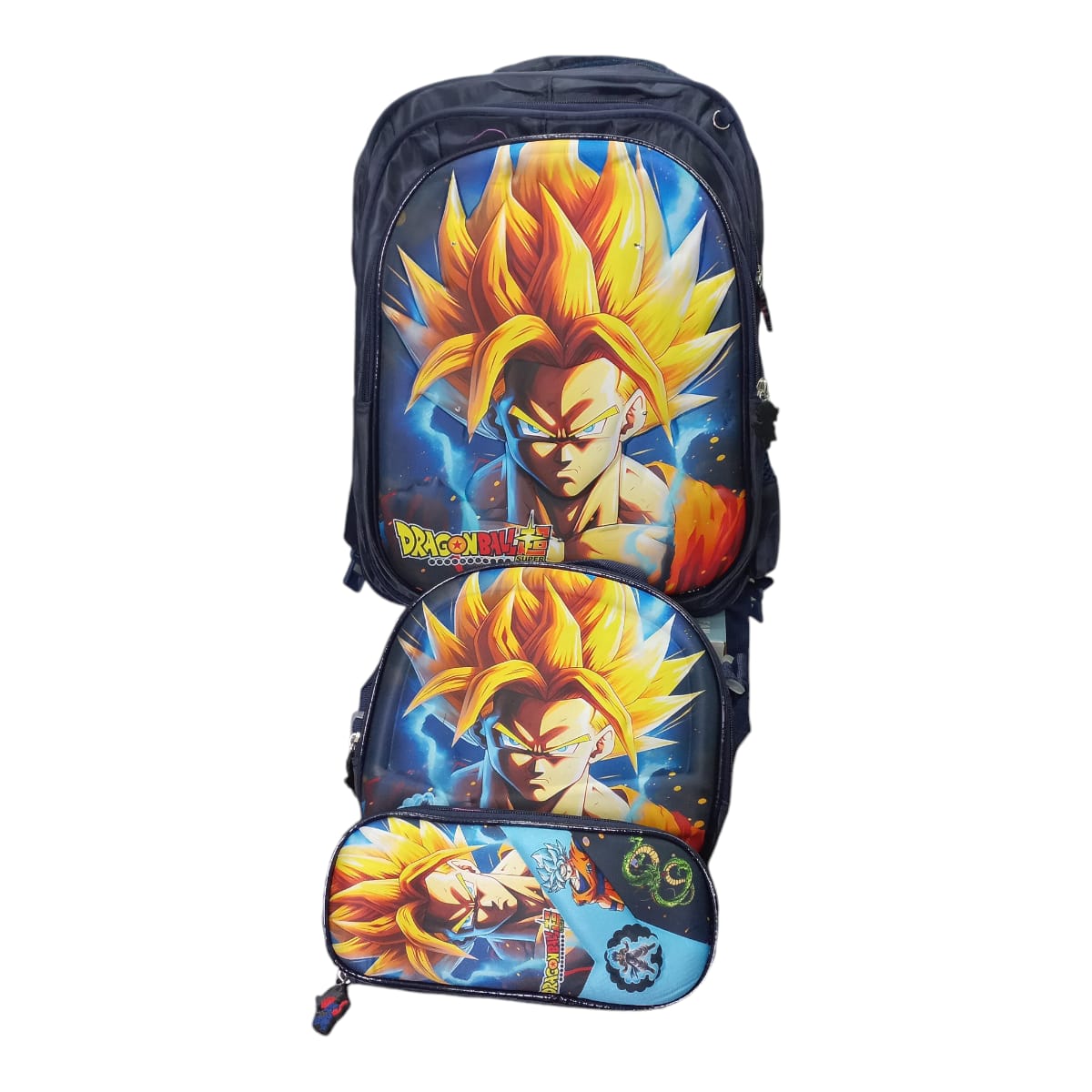 Mochila Escolar Lapicera Lonchera Térmica 3piezas Mochilas Para Niños Primaria Con Gran Capacidad Dibujo 3D Dragon Ball