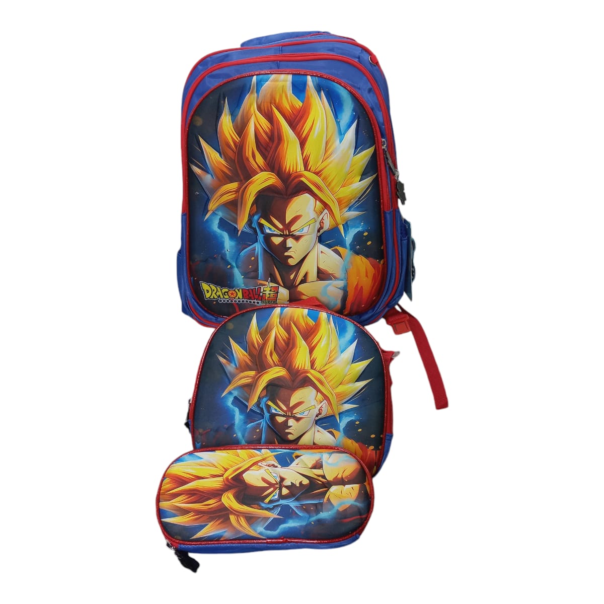 Mochila Escolar Lapicera Lonchera Térmica 3piezas Mochilas Para Niños Primaria Con Gran Capacidad Dibujo 3D Dragon Ball